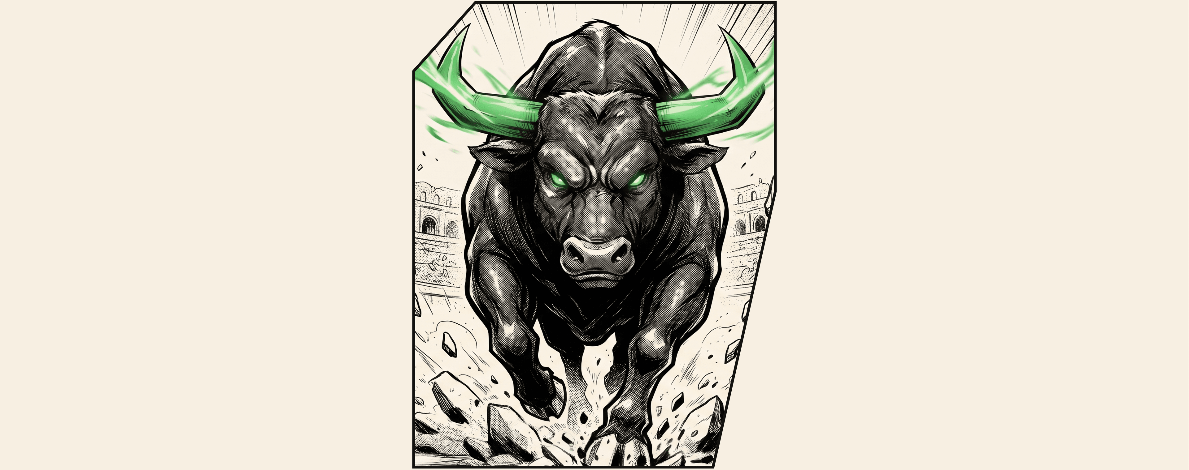 The Black Bull charging through the arena